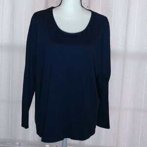 Beautiful by Lawrence Zarian Long Sleeve Navy Top XL